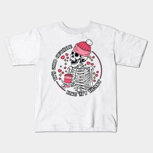 "It's Cold Outside Like My Heart" Funny Skeleton Kids T-Shirt